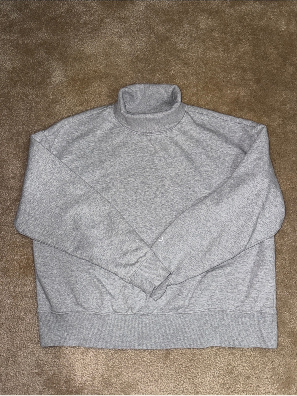 CALIA Heather Grey Mock Neck Fleece Pullover Sweatshirt Large